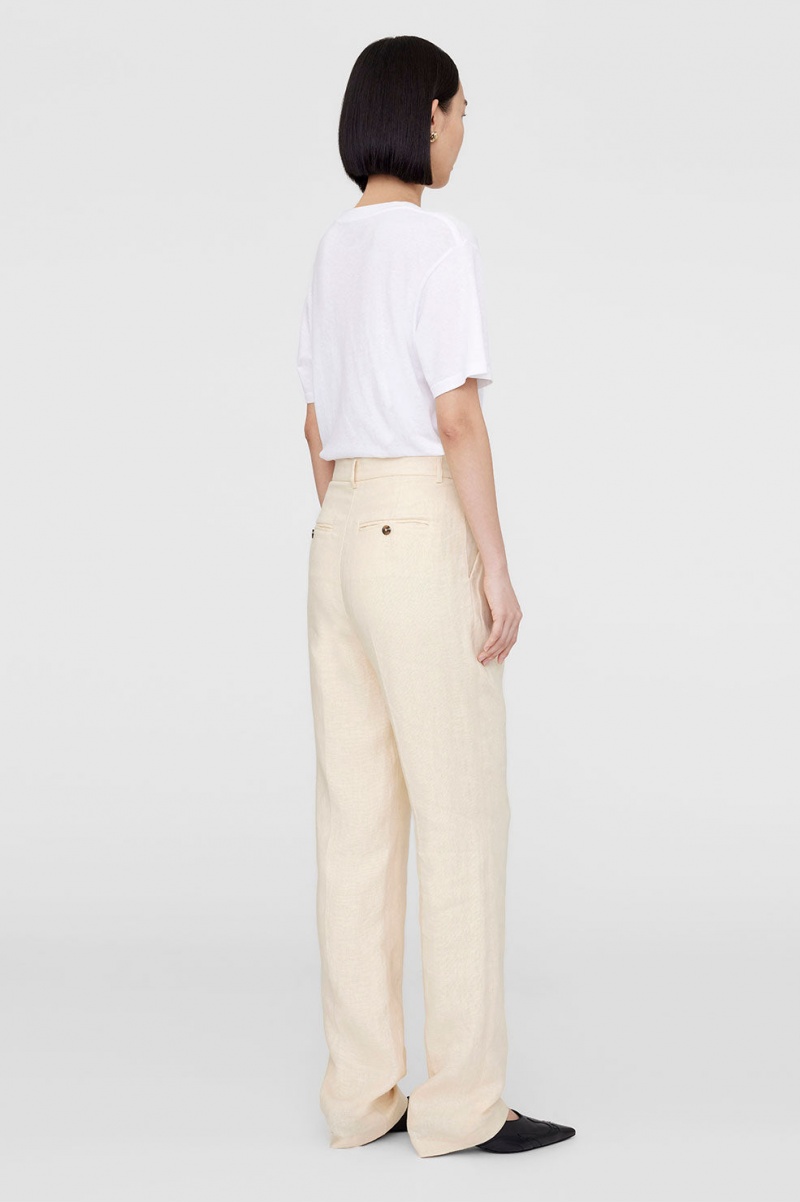 Pantalons Anine Bing Jay Jaune Clair Beige Femme | GUB-3271163